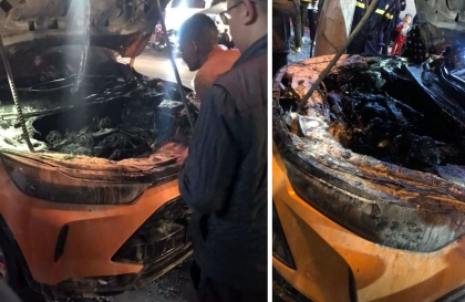 Ảnh TNGT: Beijing X7 bốc cháy không rõ nguyên nhân